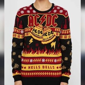 AC/DC Heavy Metal Black and Red Knit Sweater